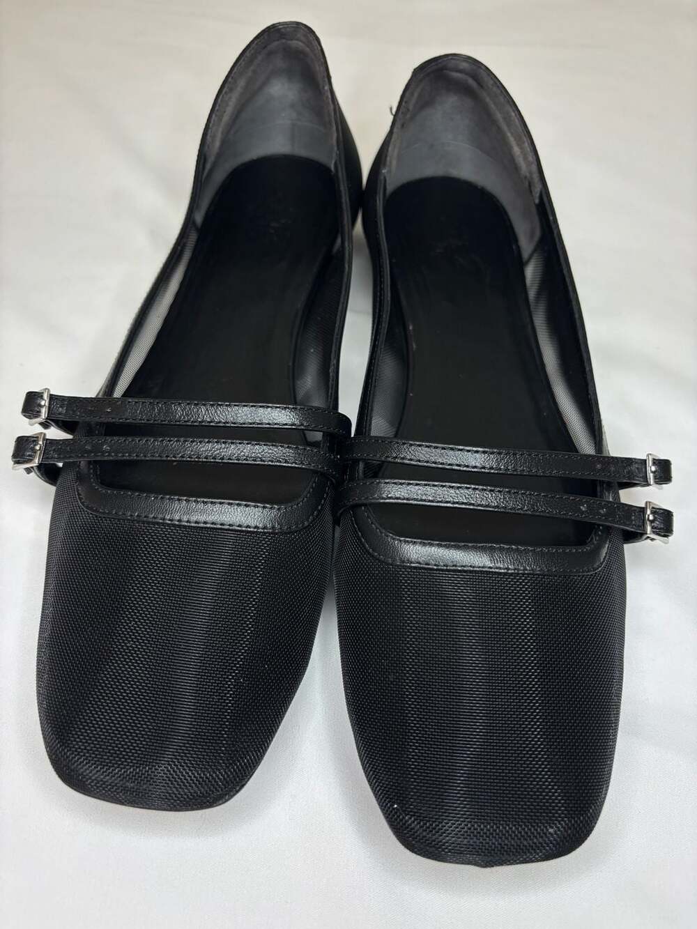 Gia Borghini Felice Mesh Square Toe Ballet Flats with Double Buckle Straps - Picture 9 of 10